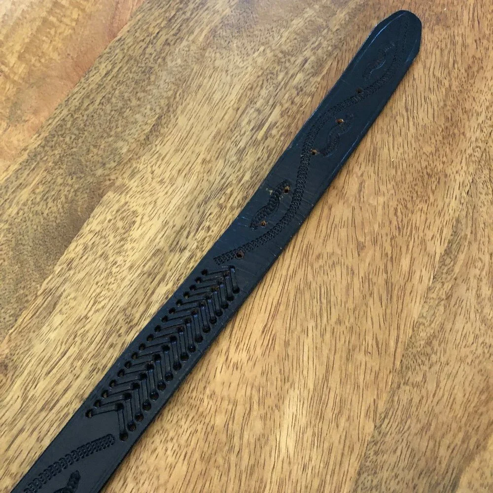 Vintage Black Leather Belt from Mexico, 38 inches